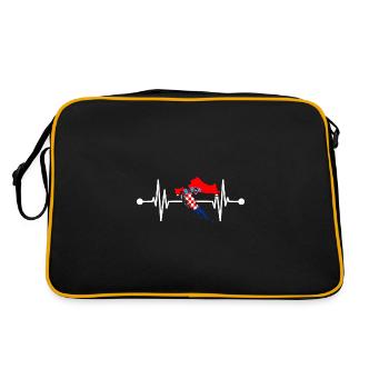 Kroaten Kroate Kroatin Hrvatska Herzschlag Kroatie - Retro Tasche - Schwarz/Gold - Hinten