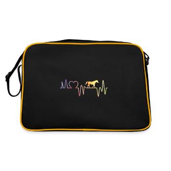 Reiten Herzschlag Pferd - Retro Tasche - Schwarz/Gold - Hinten