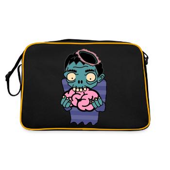 zombie eat brain - Retro Tasche - Schwarz/Gold - Hinten