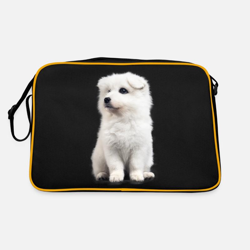 Samojeden Hund Spaß - Retro Tasche - Schwarz/Gold