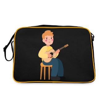 Boy plays guitar - Retro Bag - black/gold - Back