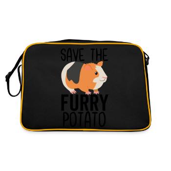 Rette die pelzige Kartoffel - Retro Tasche - Schwarz/Gold - Hinten