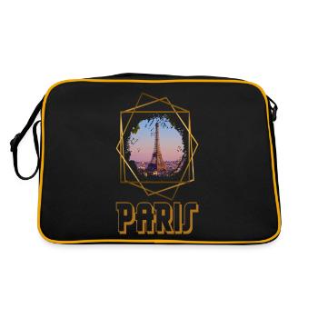 Paris France City Skyline Tour Eiffel Or - Sac Retro - noir/or - Dos