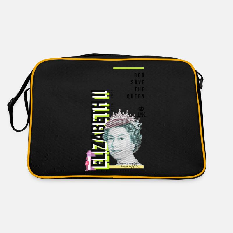 RIP Reine Elizabeth II, God Save the Queen, - Sac Retro - noir/or