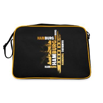 Hambourg Allemagne Ville Skyline Font Or - Sac Retro - noir/or - Dos