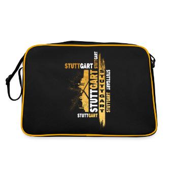 Stuttgart Deutschland Stadt Skyline Schrift Gold - Retro Tasche - Schwarz/Gold - Hinten
