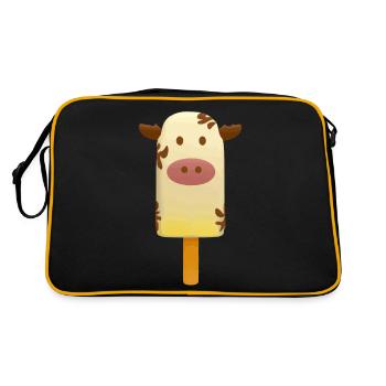 Kuh Eis Lustig Eis am Stiel als Kuh - Retro Tasche - Schwarz/Gold - Hinten