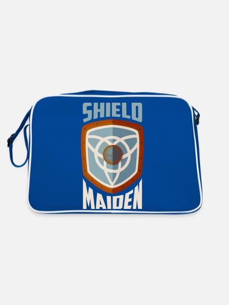 Shield Maiden Vikings Norse - Retro Tasche - Blau/Weiß - Hinten