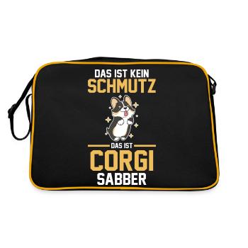 Hund Corgi - Retro Tasche - Schwarz/Gold - Hinten
