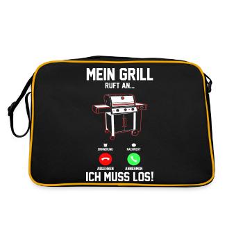 Grillparty Grillmeister Grill Grillen - Retro Tasche - Schwarz/Gold - Hinten