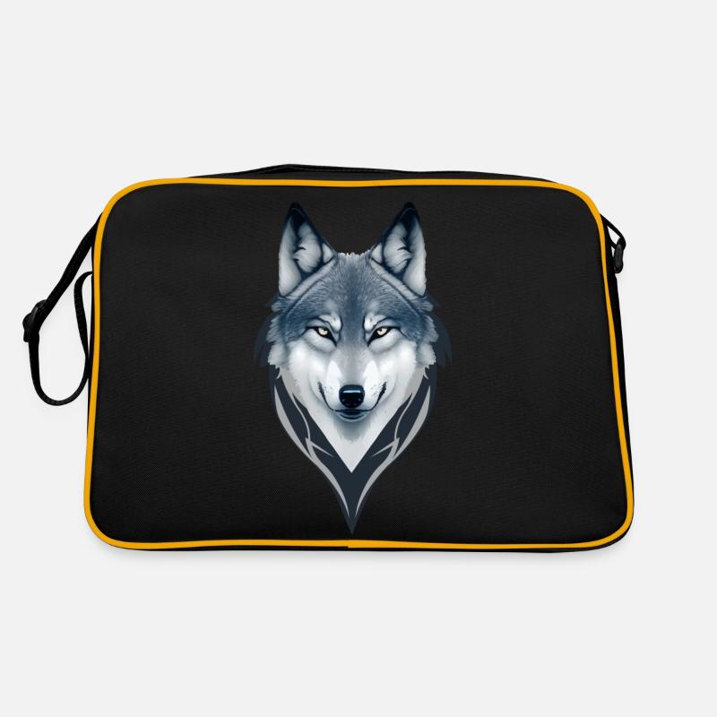 Loup de la Lune Bleue - Sac Retro - noir/or