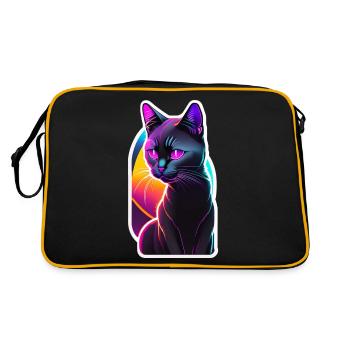 Black cat and neon effect - Retro Bag - black/gold - Back
