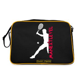 Tennis Legend Shirt Design White - Retro Tasche - Schwarz/Gold - Hinten