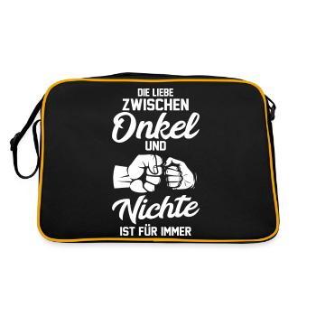 Nichte Patenonkel Onkel - Retro Tasche - Schwarz/Gold - Hinten