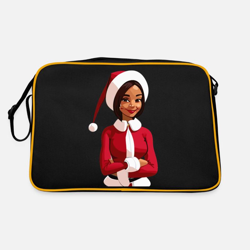Weihnachtsfrau / Weihnachtsmann - Retro Tasche - Schwarz/Gold
