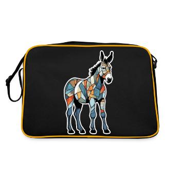 Esel / Tier /Grautier / Mähne / iah / Lasstier - Retro Tasche - Schwarz/Gold - Hinten