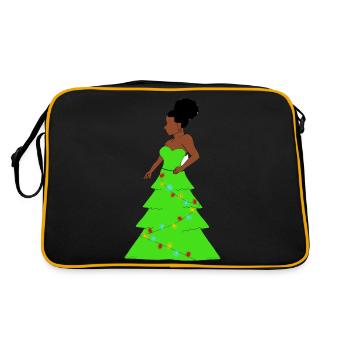 Afro Woman xmas tree, African Christmas - Retro Bag - black/gold - Back
