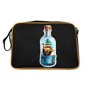 Navire dans une bouteille / Message dans une bouteille / Ahoy / ancre - Sac Retro - noir/or - Dos