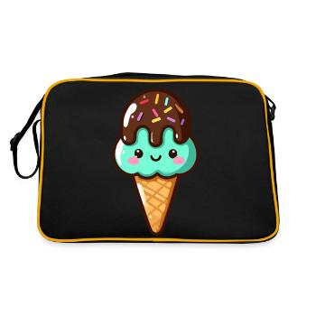 Süßes Pistazien-Schoko-Eis - Retro Tasche - Schwarz/Gold - Hinten