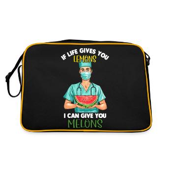 blague amusante sur les chirurgiens plasticiens, - Sac Retro - noir/or - Dos