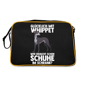 Hund Whippet - Retro Tasche - Schwarz/Gold - Hinten