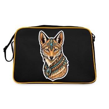 Ägyptischer Schakal Neo Traditional - Retro Tasche - Schwarz/Gold - Hinten