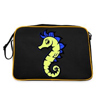 seepferd seepferdchen comic - Retro Tasche - Schwarz/Gold - Hinten