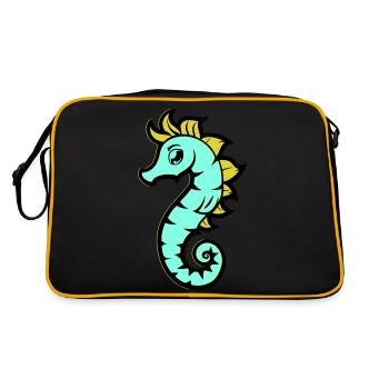 seepferd seepferdchen comic - Retro Tasche - Schwarz/Gold - Hinten