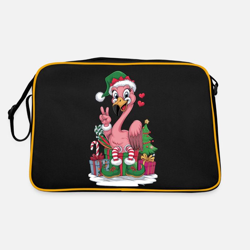 Flamingo Elfe Weihnachten Friedenshand Retro Tasche