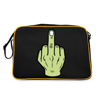 Middle Finger Hand Icon - Retro Bag - black/gold - Back