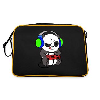 Panda Gambles, Panda Je joue - Sac Retro - noir/or - Dos