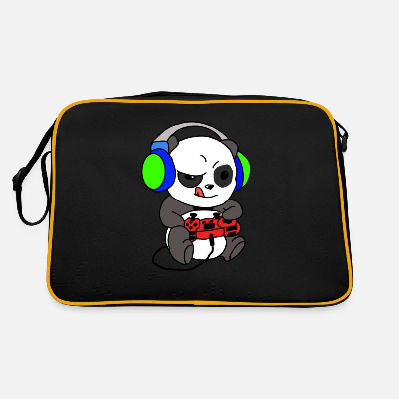 Panda Zockt, Panda bin am Zocken Retro Tasche