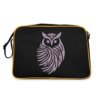 Minimalistische Eule Abstrakte Silhouette - Retro Tasche - Schwarz/Gold - Hinten