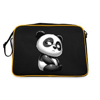 Skeptical Panda Cartoon Cute Doubt - Retro Bag - black/gold - Back