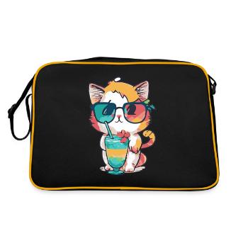 Fancy cat: sunglasses and cocktail - Retro Bag - black/gold - Back