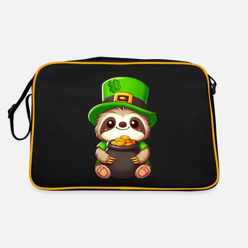 Goldenes Faultier St. Patricks Day Retro Tasche