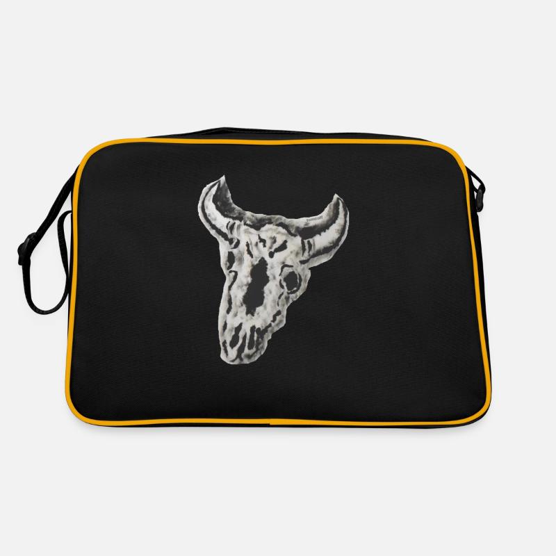 TOMZOFF Bull Skull - Retro Tasche - Schwarz/Gold