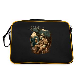 Hunters in nature with beer - Retro Bag - black/gold - Back