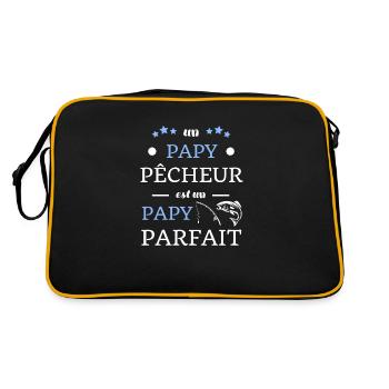 t shirt papy pecheur parfait cadeau humour peche - Sac Retro - noir/or - Dos