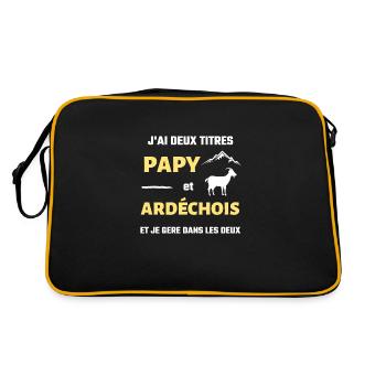 papy ardechois humour ardeche homme humoristique - Sac Retro - noir/or - Dos