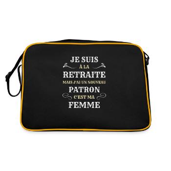 retraite patron ma femme humour retraité cadeau - Sac Retro - noir/or - Dos