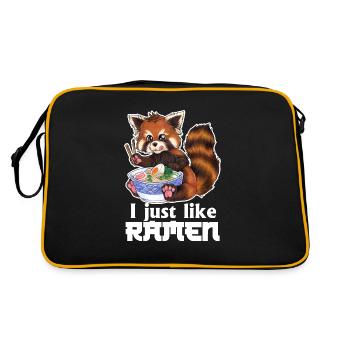 I just like Ramen Roter Panda mit Nudeln Geschenk - Retro Tasche - Schwarz/Gold - Hinten