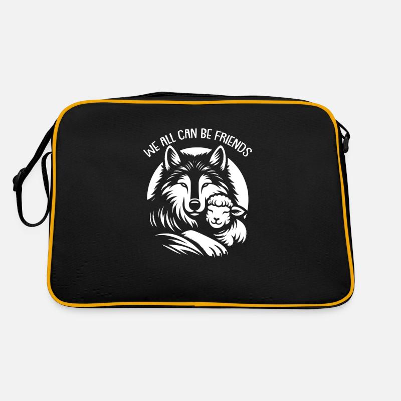 Wolf und Lamm wir können alle Freunde sein Retro Tasche