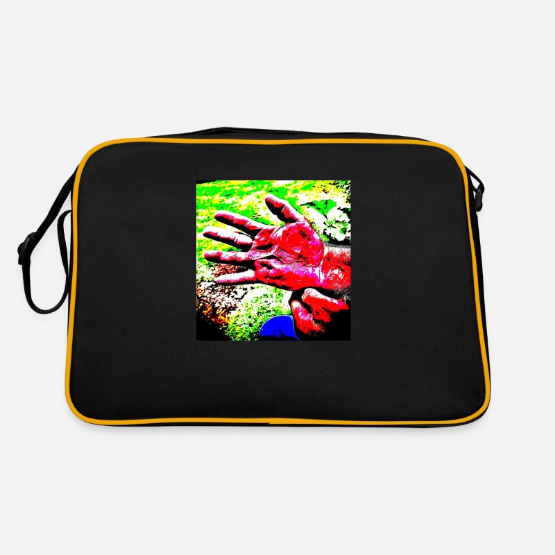 Die vom Leben gezeichnete Hand - Retro Tasche - Schwarz/Gold