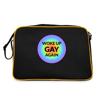 Wieder schwul aufgewacht Lustige schwule Phrasen - Retro Tasche - Schwarz/Gold - Hinten