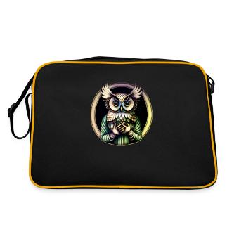 Eule - Retro Tasche - Schwarz/Gold - Hinten