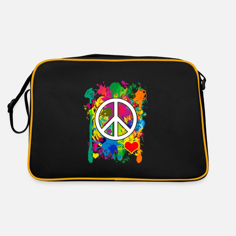 04 Peace bunte Herzen Fabspritzer Retro Tasche