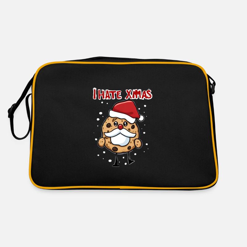 Je déteste Noël en colère Gâteau aux biscuits Noël - Sac Retro - noir/or