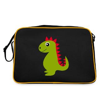 Kawaii Dino Kawaii Chibi Kawaii Tiere - Retro Tasche - Schwarz/Gold - Hinten