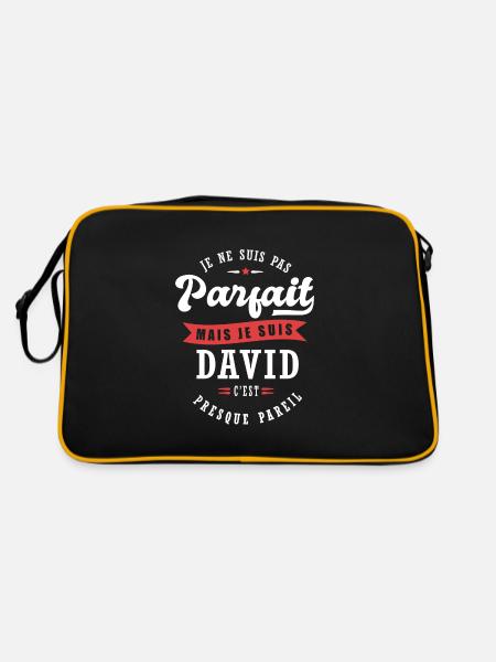 David Parfait Cadeau prenom david - Sac Retro - noir/or - Dos